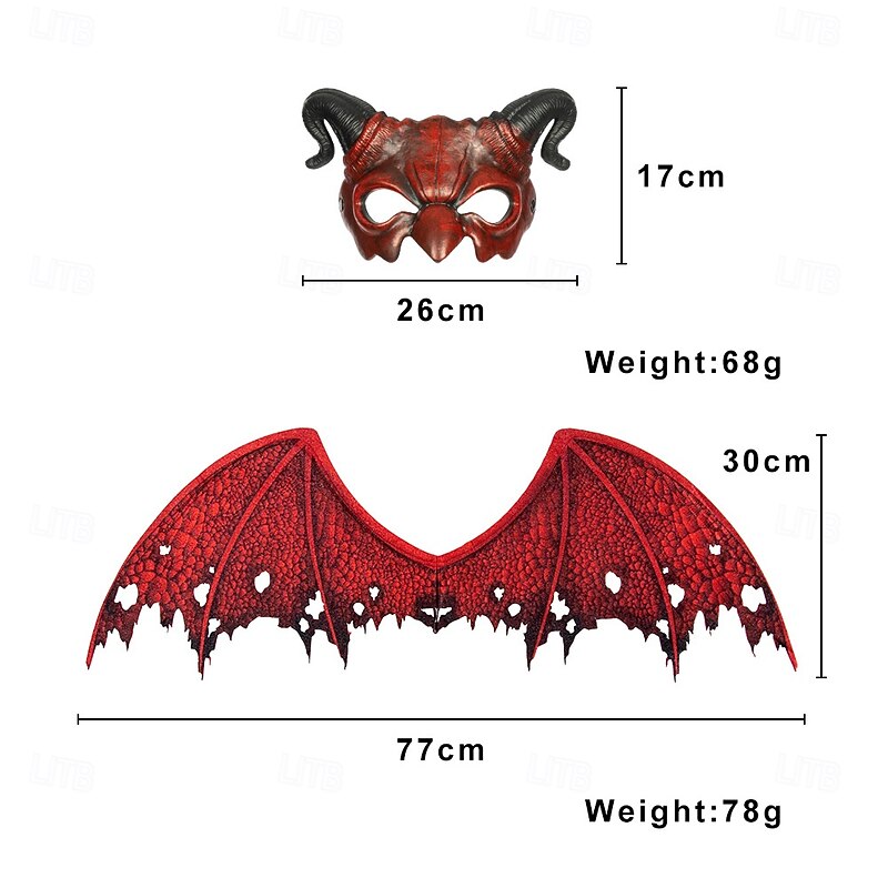 Monster Dragon Halloween Costume Accessory Sets Wings Mask Adults' Men's Women's Halloween Carnival Easy Halloween Costumes Dress Up3