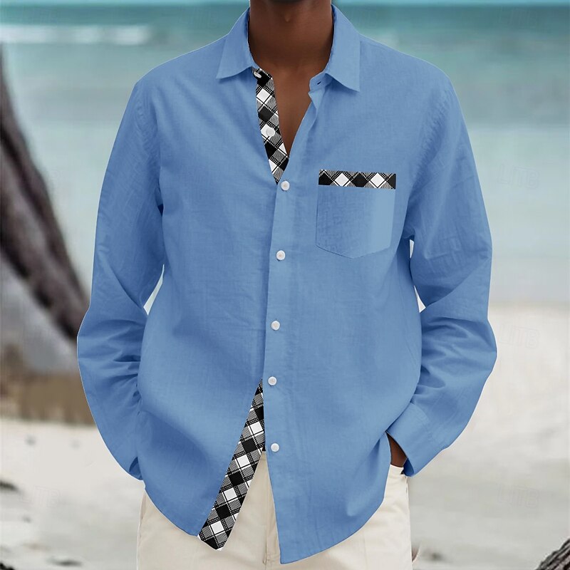 Men's Beach Shirt Button Up Shirt Long Sleeve Hawaiian Casual Vacation Daily Fall Winter Spring & Summer Turndown Collared Shirts Button Up 3D Print Yellow Blue Fuchsia3