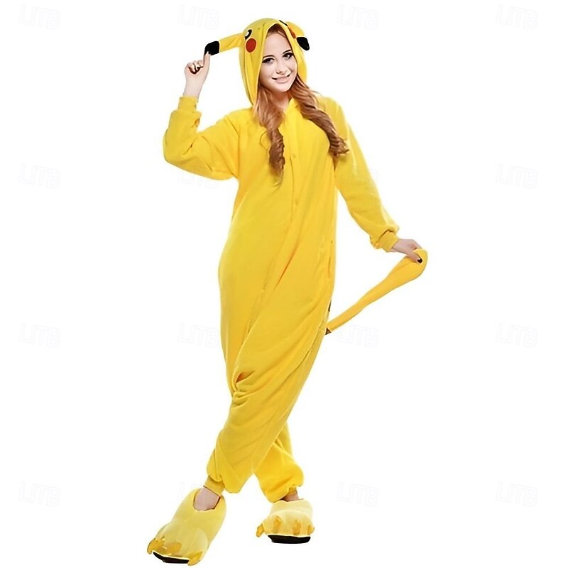 Adults' Patchwork Onesie Costume Carnival Costume Pika Pika Onesie Pajamas Kigurumi Pajamas Pajamas Funny Costume For Men and Women Christmas Carnival New Year Cartoon2