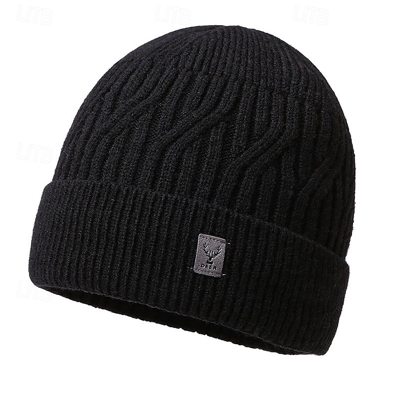 Hiking Hat Balaclava Skull Cap Beanie Thermal Warm Fleece Lining Soft Winter Men's Fishing Activity2