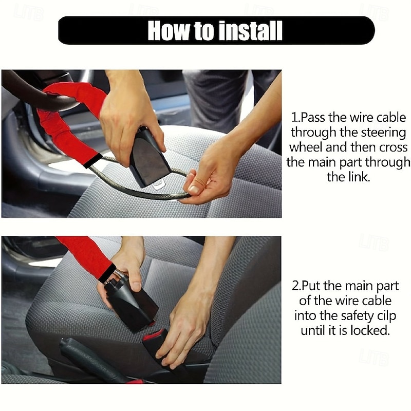 Universal Steering Wheel & Seat Belt Lock - Anti-Theft Car Security Device with 3 Keys, Fits Most Vehicles, Trucks, SUVs, Vans​3