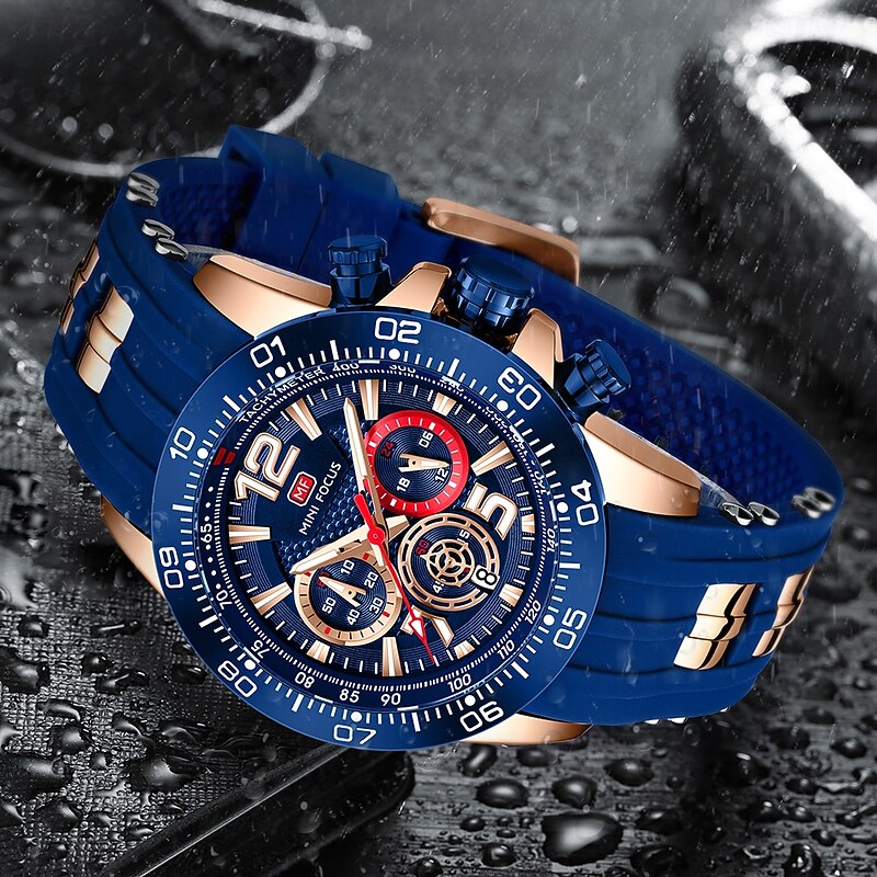MINI FOCUS Men Quartz Watch Outdoor Sports Fashion Wristwatch Luminous Stopwatch Calendar Waterproof Silicone Gel Watch4