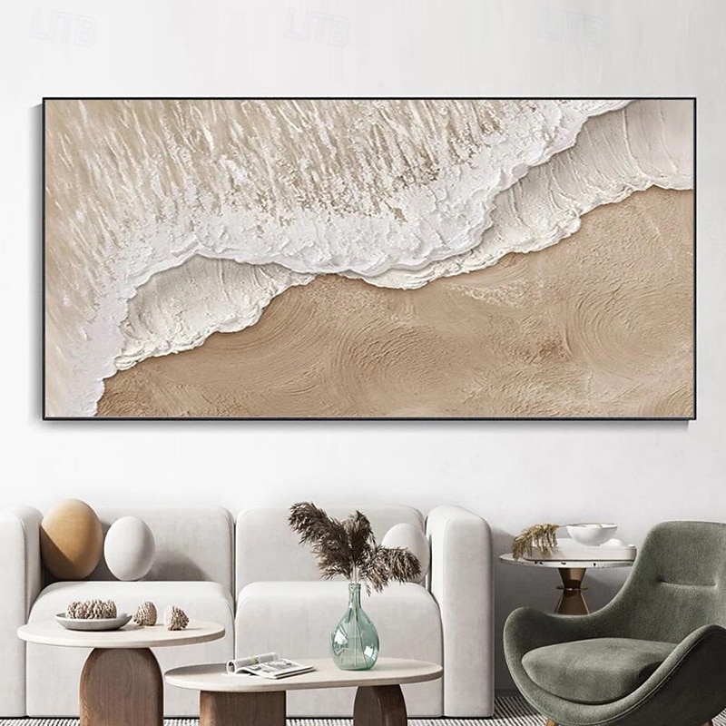 Handmade Ocean Waves Thick Oil Paintings On Canvas Earth Tone Picture Brown Painting Textured Wall Art Wall Art Sofa No Frame2