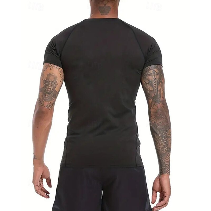 Men's Compression Shirt Athletic Shirt Gym Shirt Fitness Shirt Short Sleeve Tee Tshirt Casual Athleisure Letter Quick Dry High Stretch Breathable Gym Workout Walking Jogging Sportswear Activewear3