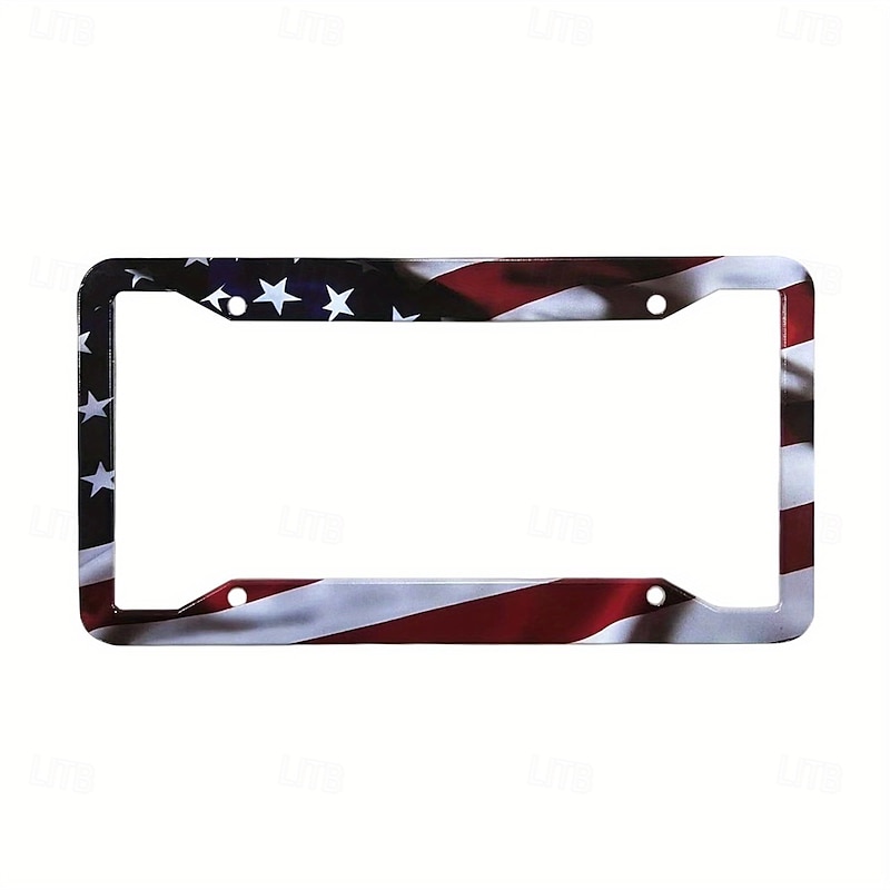 American Flag License Plate Frame Holder Universal Aluminum Matte Stripe US Flag Gloss Car Plate Frame Covers With Free Screws Fasteners Caps for US License Plate2