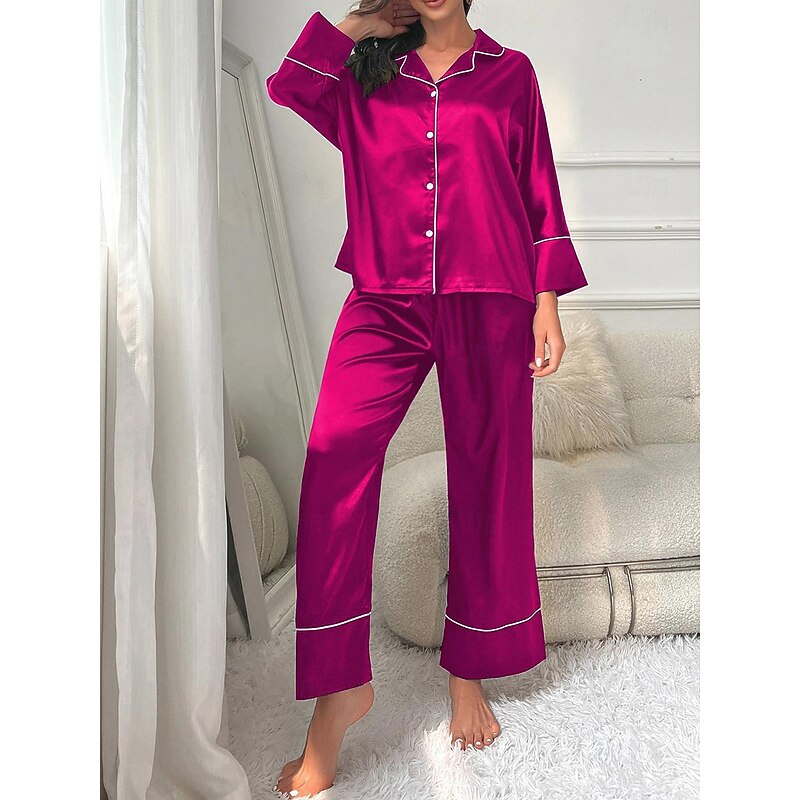 Women's Split Chemises & Gowns Nightwear - POLY Solid Colored Home Outfits2