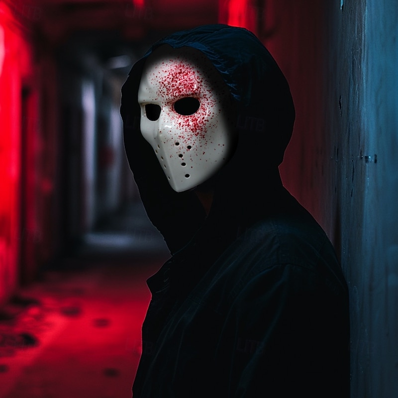 Blood Halloween Mask Hockey Mask Scary Costume Adults' Men's Women's Halloween Carnival Easy Halloween Costumes Dress Up
