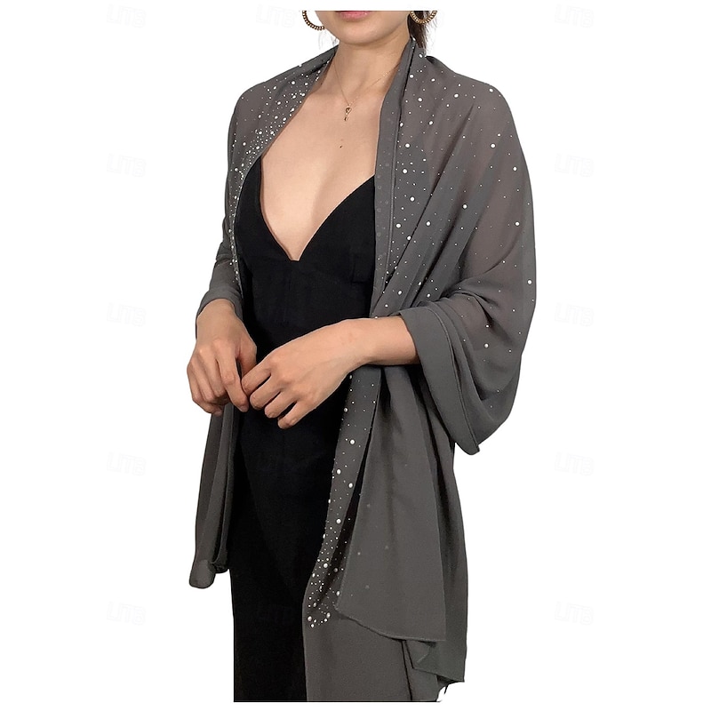 Wedding Shawls and Wraps for Women Formal Dress, Rhinestones Pearl Sparkling Stole, Bride Bridesmaid Pashmina Scarf4