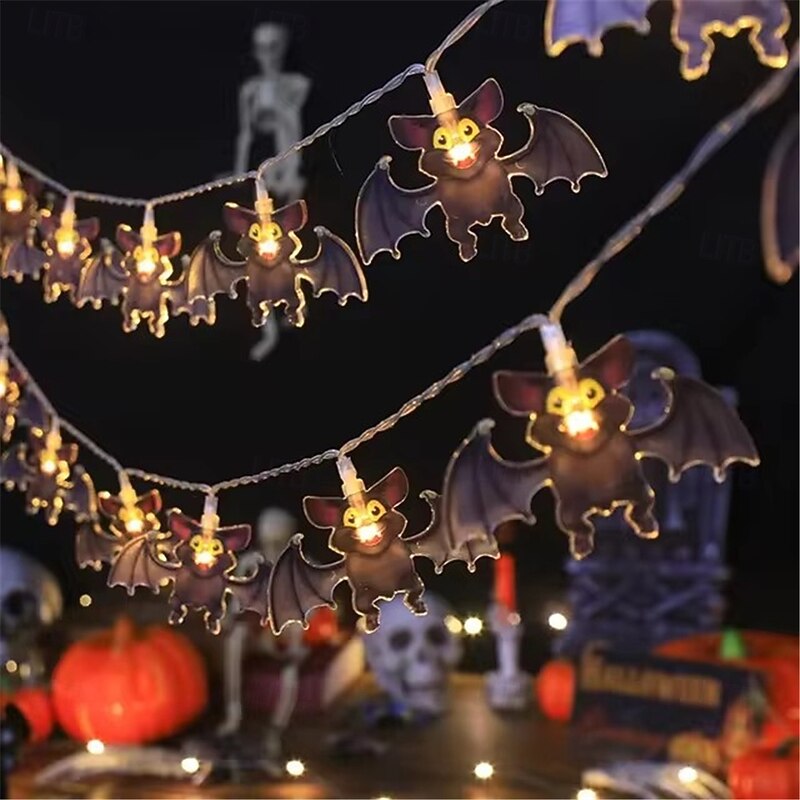 1.5M 10LED Halloween Lantern String Ghost Festival Scene Atmosphere Decoration Lantern String Spider Web Bat Pumpkin Death God Festival Decorative Lanterns 1pc3