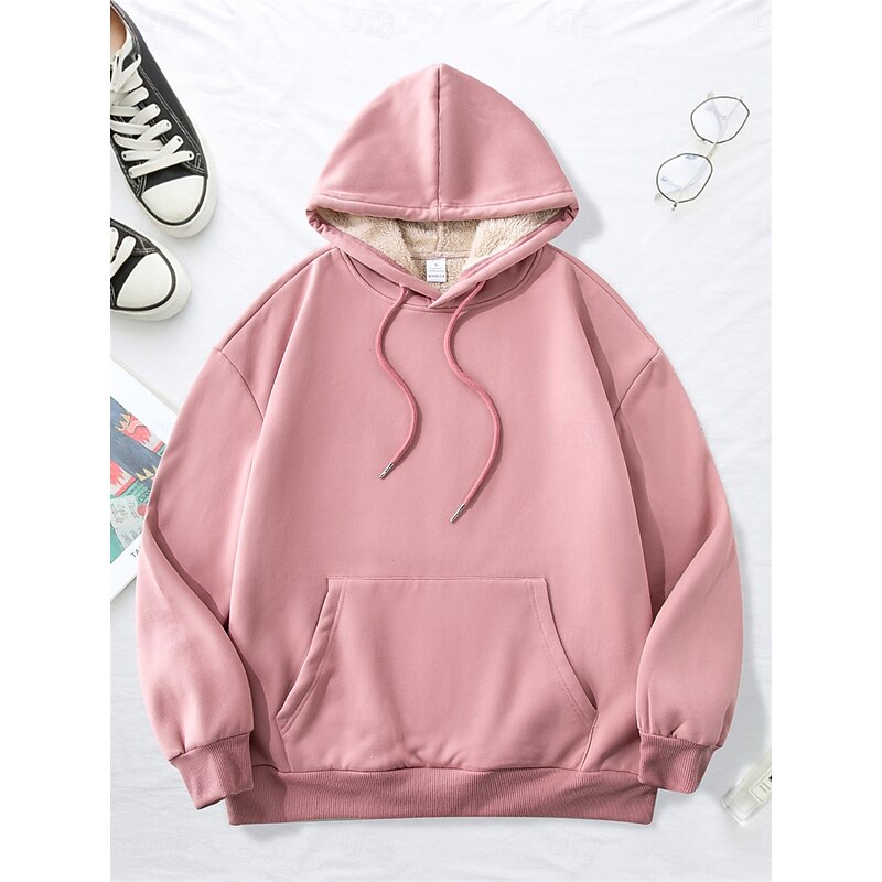 Women's Hoodie Sweatshirt Fleece Plain Street Dailywear Pocket Casual Comfrt Hoodie Long Sleeve Micro-elastic Fall Winter Fall & Winter Comfrt Breathable Soft Fabric 10