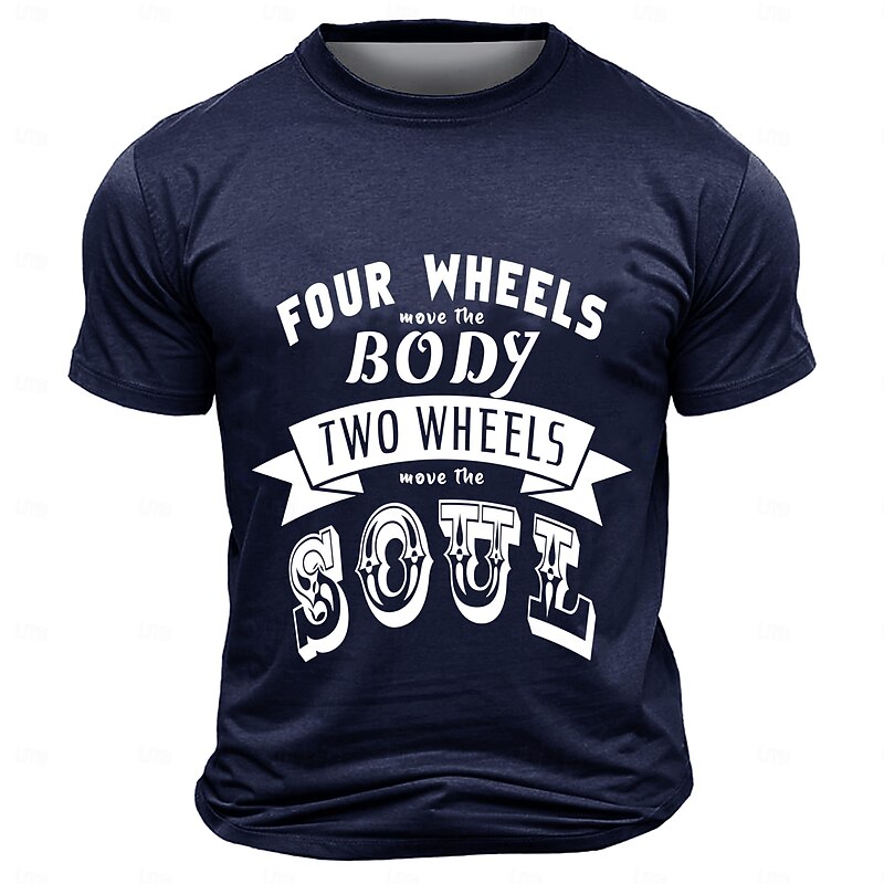 Men's Text T Shirt Short Sleeve T shirt 3D Print Crew Neck Shirt Fashion Athleisure Street Sports Outdoor Dark Blue Summer Spring Clothing Apparel S M L XL XXL XXXL