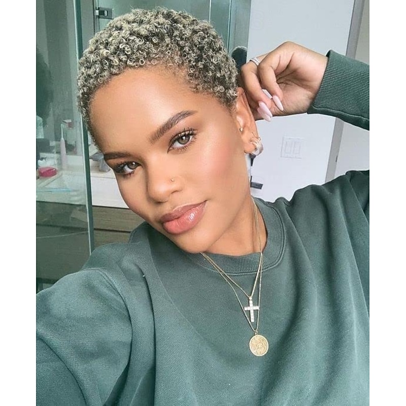 Short Curly Afro Wigs Short Kinky Curly Hair Synthetic Wigs For Black Women Natural Short Hair Wig Short Kinky Curly Afro Wigs For Women Heat Resistant Wigs2