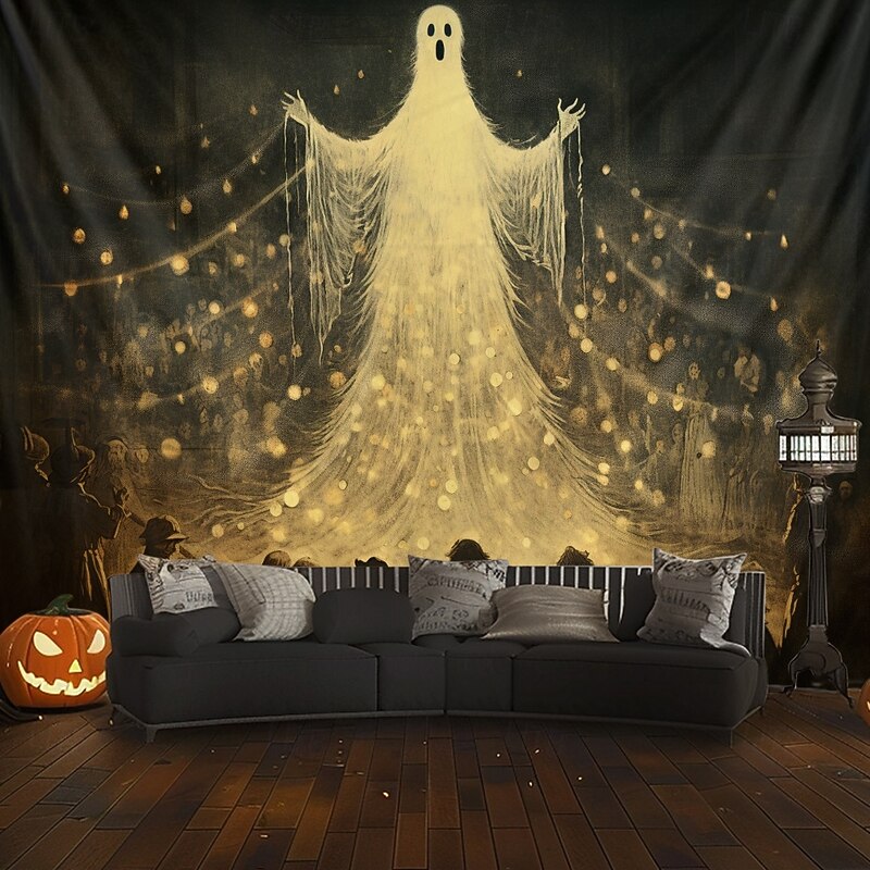 Halloween Decorations Hanging Tapestry Witches Castle Wall Art Large Tapestry Mural Decor Photograph Backdrop Blanket Curtain Home Bedroom Living Room Decoration 14