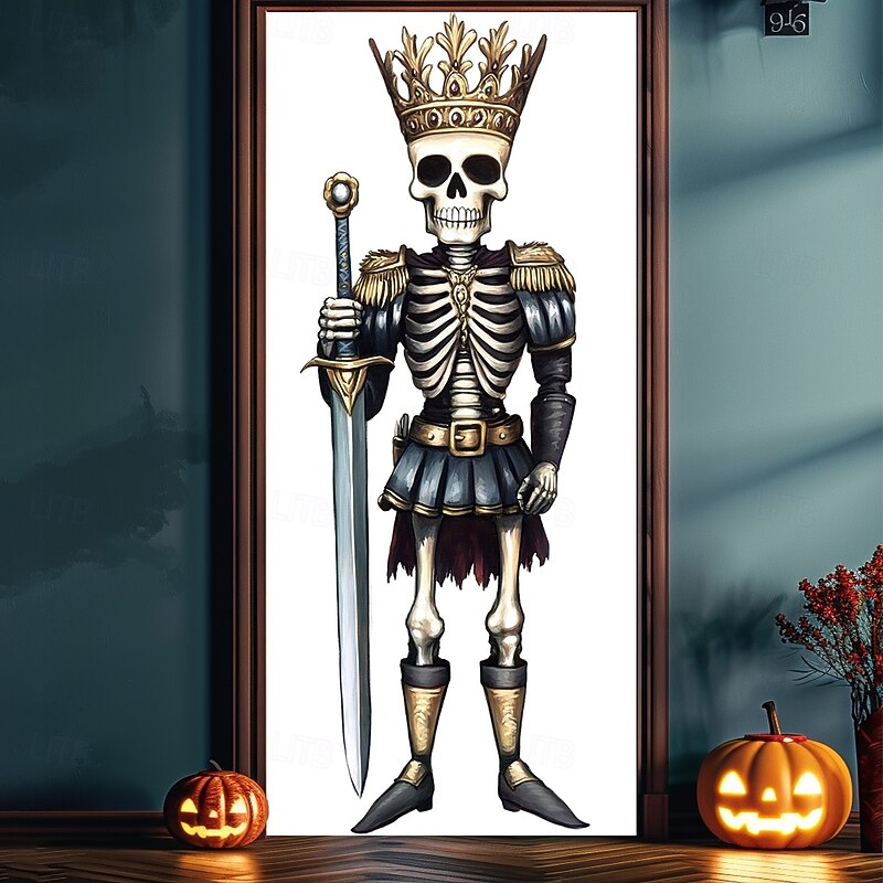 Halloween Christmas Door Decorations Halloween Door Covers Skeleton Door Tapestry Tree Door Curtain Decoration Backdrop Door Banner for Front Door Farmhouse Holiday Party Decor Supplies 6