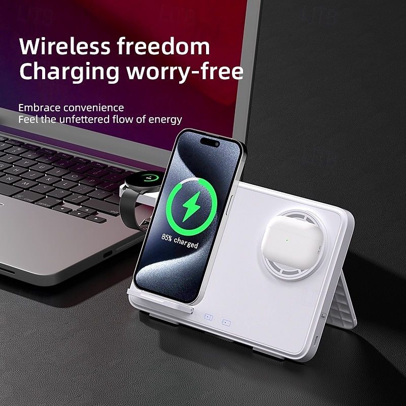 Wireless Charger 15 W Output Power Wireless Charging Station CE Certified Fast Wireless Charging MagSafe 4 in 1 For Apple Watch iPhone 14/13/12/11 Pro Max Cellphone Gear S3 Frontier Gear S2 Classic4