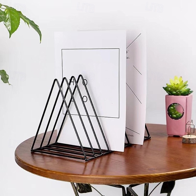 Triangle Metal Bookend File Holder Stand Magazine Rack Book Record Holder Desktop Book Shelf Book Stand4