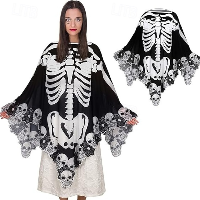 Bat Skull Skeleton Halloween Cape Costume Scary Costume Adults' Women's Carnival Party / Evening Easy Halloween Costumes Dress Up