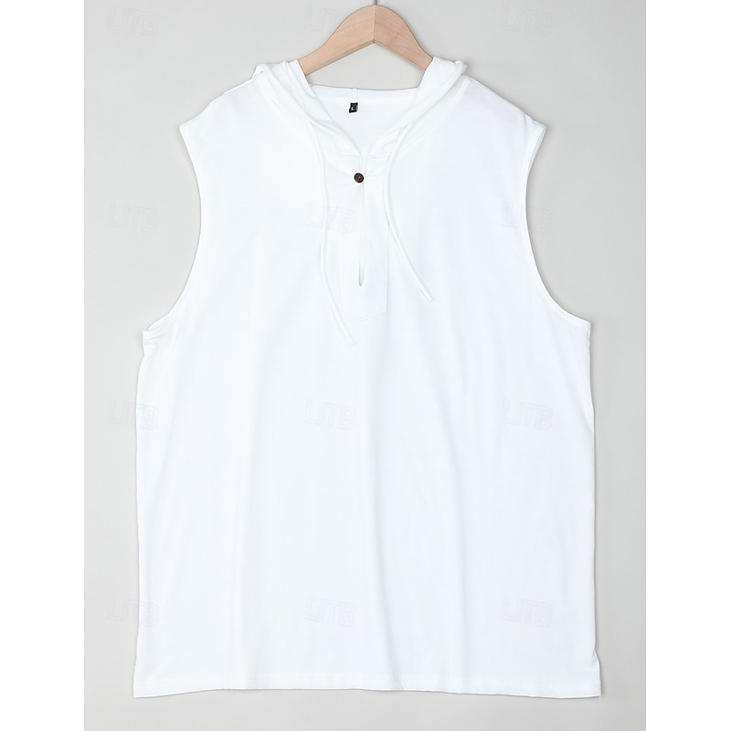 Men's Tank Top Vest Top Undershirt Sleeveless Shirt Sleeveless Hooded Summer Plain Fashion Designer Muscle Outdoor Going out Gym Black White Khaki Top Tee for Men4