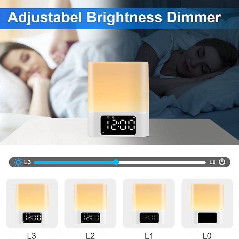LED Smart Light Speaker with Alarm Clock, Wireless Bluetooth Multi-Color Bedside Lamp, 7-Color Changing, Timer Wake-Up Light, Perfect Christmas and Birthday Gift for Teenage Boys and Girls3