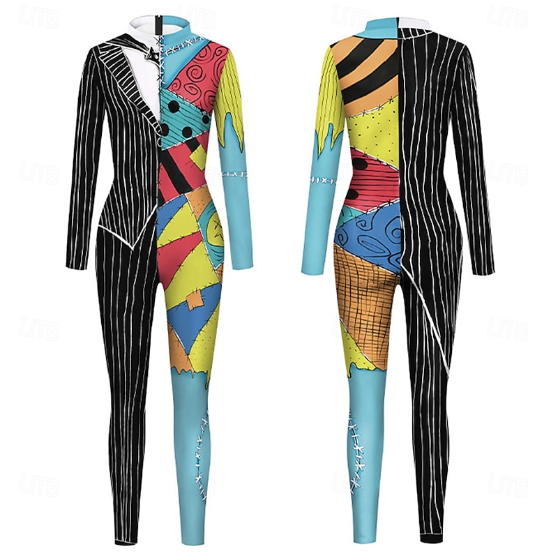 The Nightmare Before Christmas Sally Jack Skellington Cosplay Costume Bodysuits Movie Cosplay for Women's Adults' Christmas Carnival Masquerade Party / Evening4