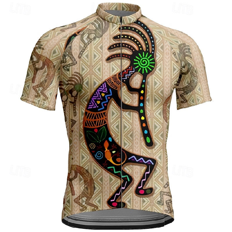 Men's Cycling Jersey Vintage Short Sleeve Bike Tee Tshirt Jersey with 3 Rear Pockets Mountain Bike MTB Quick Dry Anatomic Design Wicking Breathable Sports Khaki Clothing Apparel