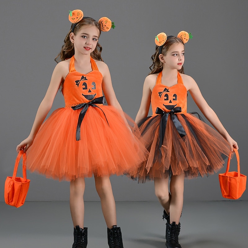 Pumpkin Halloween Costume Tutu Dress Up Kid's Girls' Children's Day Masquerade Party Easy Halloween Costumes Dress Up