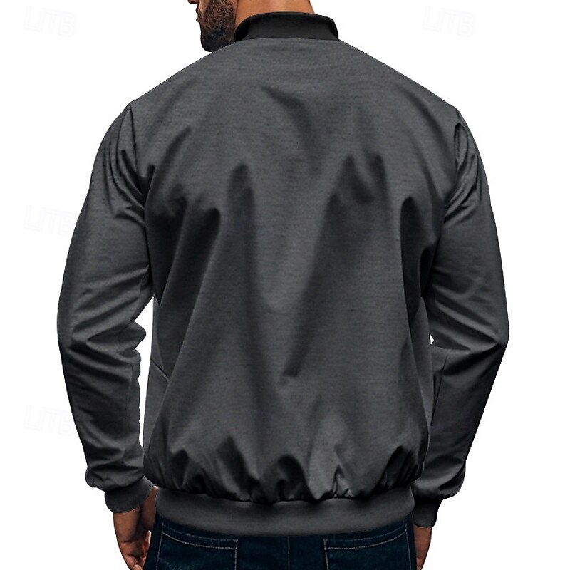 Men's Lightweight Jacket Varsity Jacket Daily Vacation Breathable Patchwork Spring & Fall Color Block Fashion Classic Stand Collar Regular Black Yellow Red Navy Blue Royal Blue Jacket 21