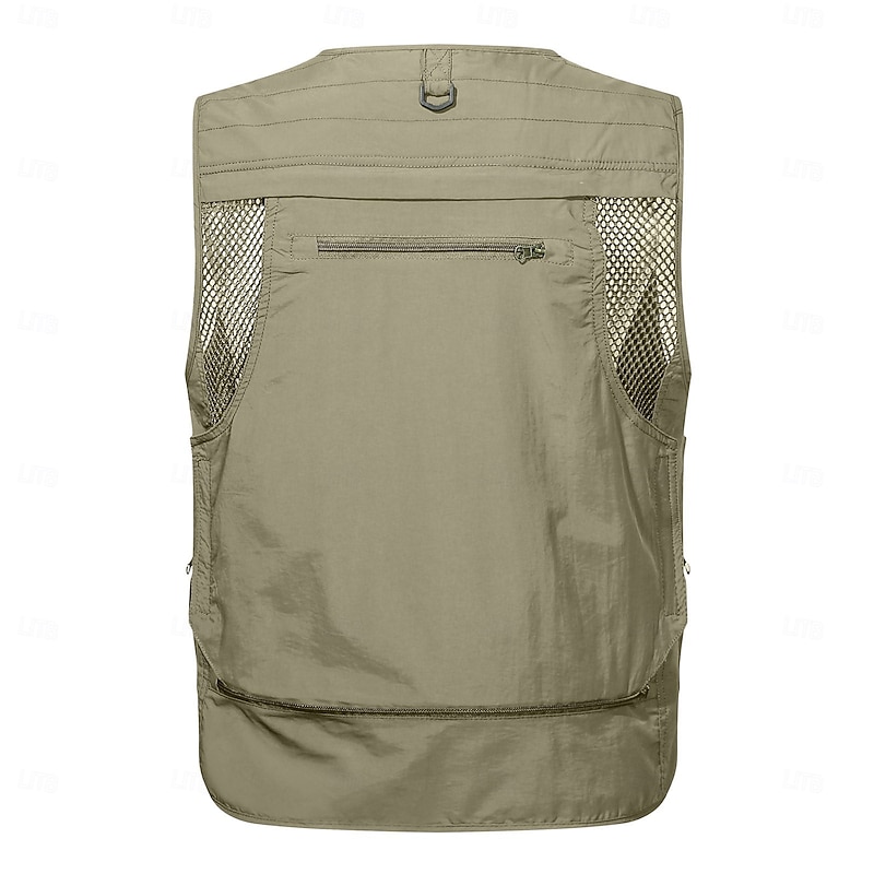 Men's American US Flag Waistcoat Gilet Fishing Vest Tactical Practical Removable Casual Sports Outdoor Fishing Photography Side Pockets Quick Dry Mesh Collarless Sleeveless Army Green Dark Blue4