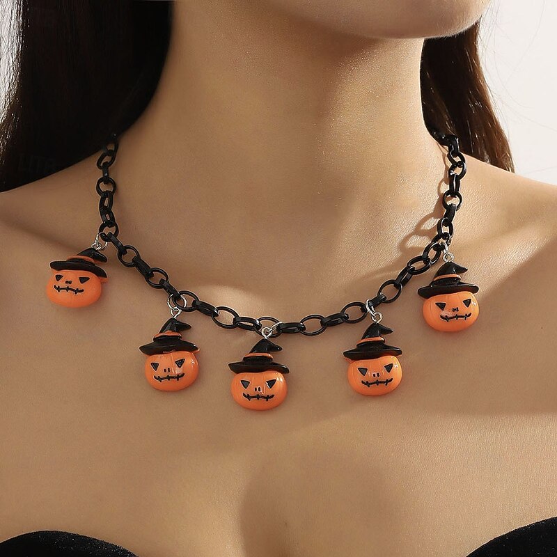 Bat Ghost Pumpkin Halloween Necklace Halloween Scary Costume Adults' Women's Halloween Carnival Easy Halloween Costumes Dress Up