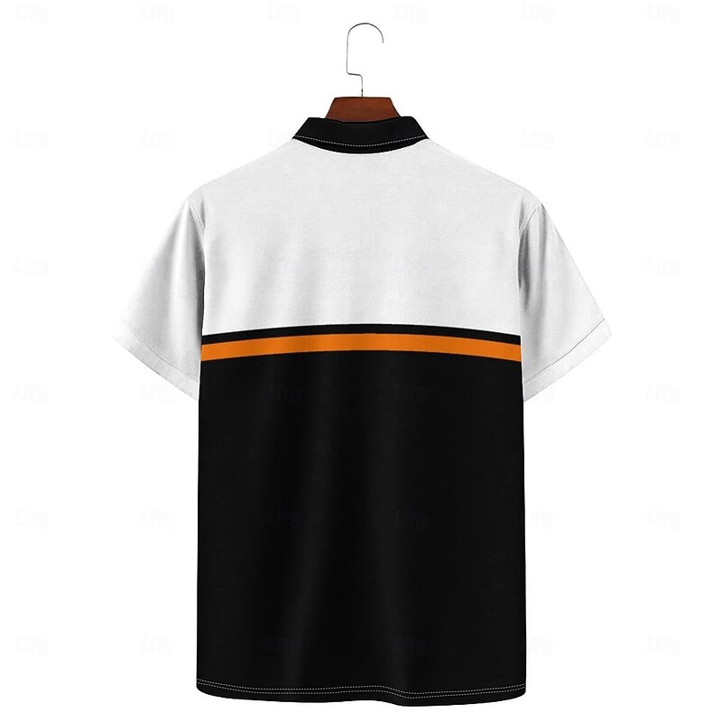Business Casual Men's Polo Shirt Golf Polo Short Sleeve Holiday Daily Wear Spring & Summer 3D Print Collar Black-white Micro-elastic 95% Polyester 5% Spandex3