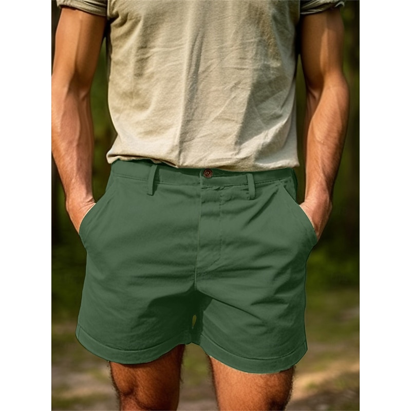 Men's Shorts Chino Shorts Bermuda shorts Work Shorts Pocket Buttons Plain Comfort Short Outdoor Daily Going out Streetwear Stylish Black Navy Blue