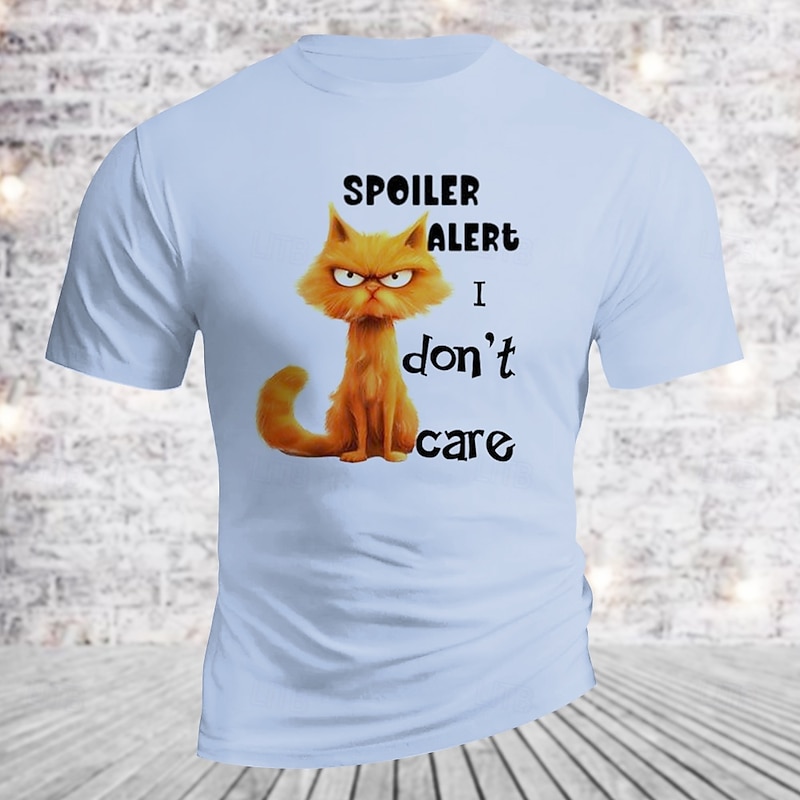 Mens Grumpy Cat Graphic T-Shirt - Funny Spoiler Alert I Don't Care Lifestyle Tee2