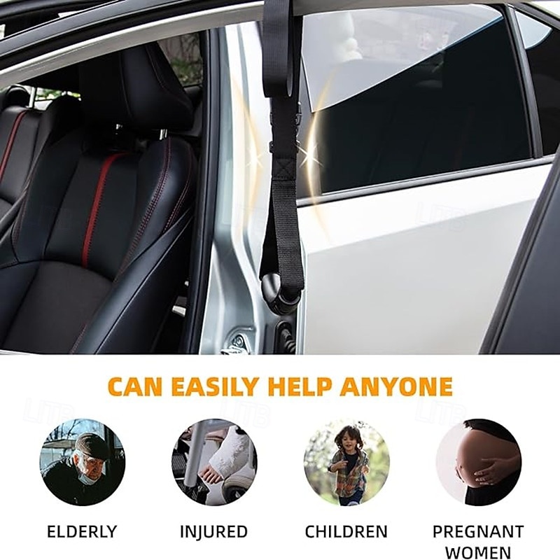 Car Grab Handle Adjustable Standing Aid Safety Handle Portable Vehicle Support Grab Bar Nylon Grip Handle Mobility Assist Device2
