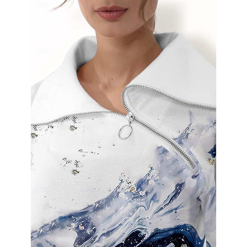 Women's Golf Pullover Sweatshirt Blue Long Sleeve Top Fall Winter Ladies Golf Attire Clothes Outfits Wear Apparel3