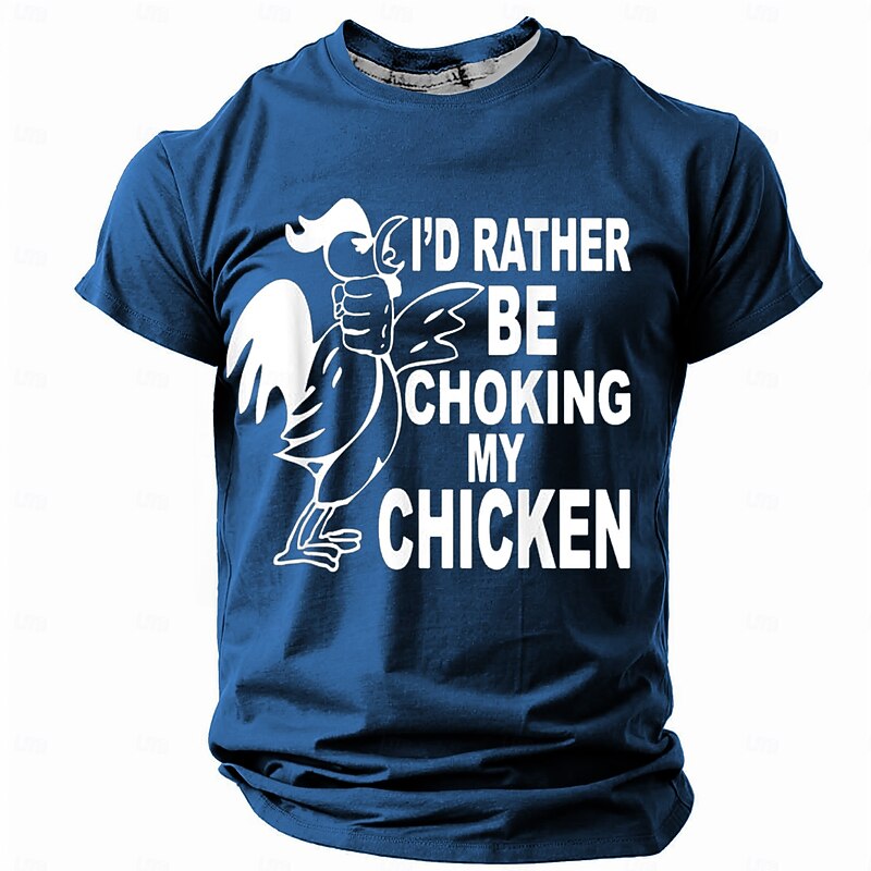 Men's Rooster Funny Slang T Shirt Short Sleeve T shirt 3D Print Crew Neck Shirt Retro Vintage Casual Street Style Sports Outdoor Holiday Going out Beige Grey Blue Brown Spring & Summer Clothing