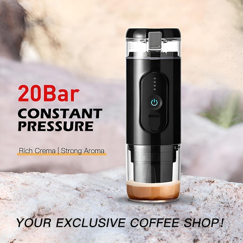 Portable Electric Espresso Coffee Machine Cordless Heating Single Serve Mini Coffee Maker with 2-IN-1 Coffee Powder/Capsule Bin Pump Pressure Auto Brew 2500mAh2