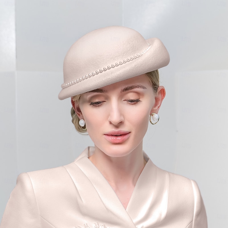 Hats 100% Wool Beret Hat Wedding Evening Party Elegant Wedding With Faux Pearl Cap Headpiece Headwear2