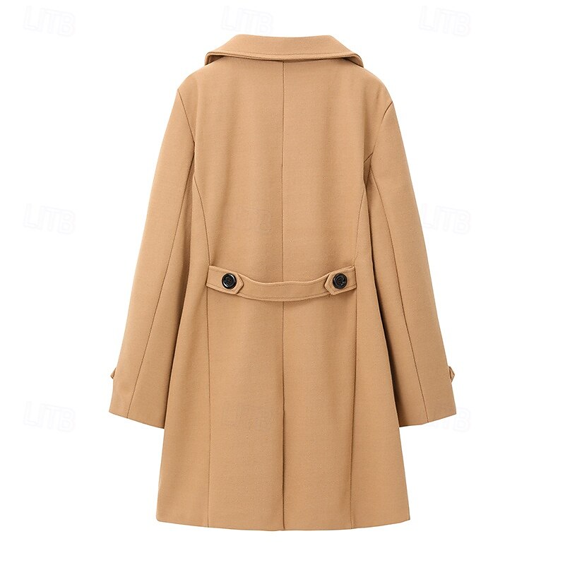 Men's Winter Coat Overcoat Peacoat Trench Coat Outdoor Daily Wear Fall & Winter 95% polyester 5% cotton Thermal Warm Windbreaker Outerwear Clothing Apparel Fashion Streetwear Plain Lapel Double3