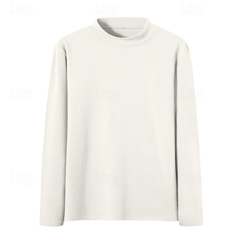 Men's T Shirt Tee Tee Top Long Sleeve Shirt Long Sleeve Turtleneck Fall & Winter Plain Fashion Designer Basic Fleece Vacation Street Going out Black White Coffee Top Tee for Men4