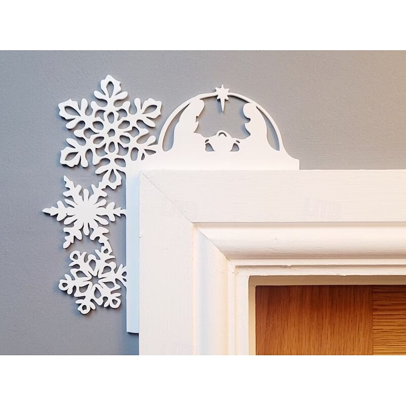 Christmas Metal Door Topper, Christmas Door Corner Sign With Santa And Reindeer, Corner Home Door Corner Decor Doors Walls Party DIY Craft Supplies4