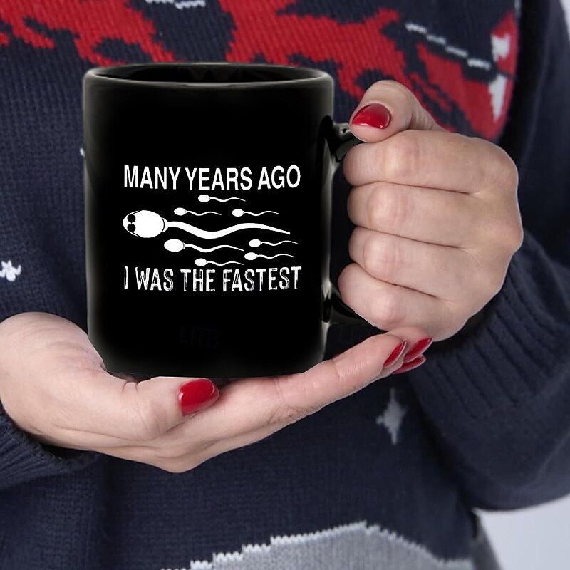 Funny Mug Ceramic Funny Coffee Gift Mug Many Years Ago I Was The Fastest Black Retro Vintage Casual Street Style Gift Mug 11.2oz/330ml3
