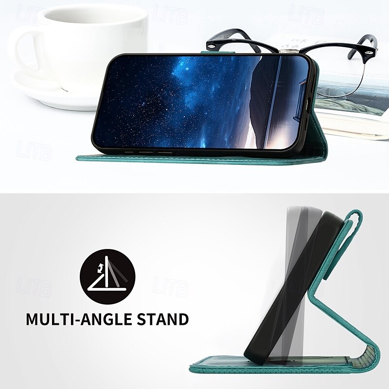 Phone Case For iPhone 17 Pro Max 17 Air 16 15 14 Pro Max Plus 13 12 11 Pro Max Mini Wallet Case Magnetic with Wrist Strap Kickstand Butterfly Geometric Pattern TPU PU Leather3