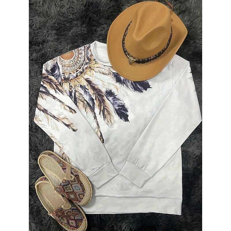 Women's Pullover Graphic Dailywear Print Casual Round Neck Long Sleeve Micro-elastic Fall Winter Comfrt Breathable Soft Fabric3