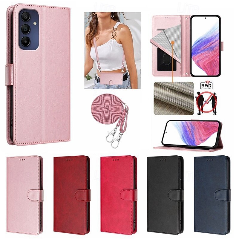 Phone Case For Samsung Galaxy S25 S24 S23 S23 FE S22 S21 Ultra Plus A55 5G A35 5G A25 A15 Wallet Case with Stand Holder Magnetic with Lanyard Retro TPU PU Leather