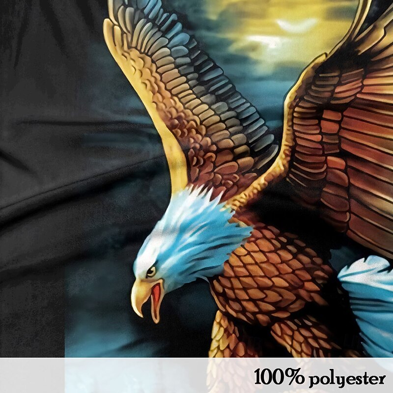 Men's Eagle Zip Polo Shirts Golf Shirt Short Sleeve Polo Shirts Collared Shirts Casual Funny Streetwear Vacation Wear Party Outfits 3D Print Quarter Zip Polo Summer Spring Blue3