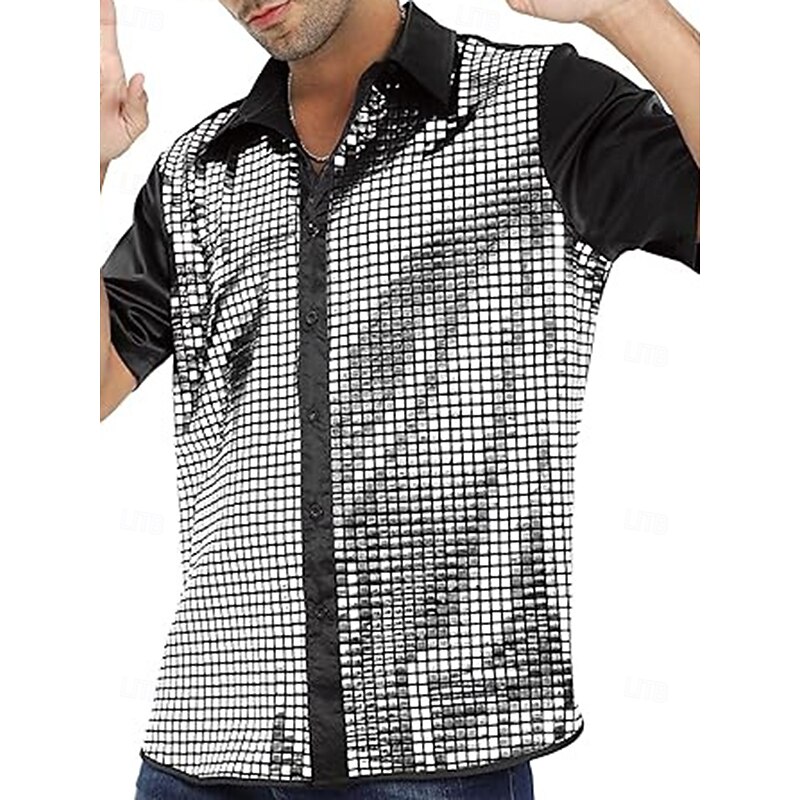 Retro Vintage 1970s Disco Blouse / Shirt Fancy Dress Men's Halloween Carnival Masquerade Performance Party / Evening Stage Adults' Shirt3