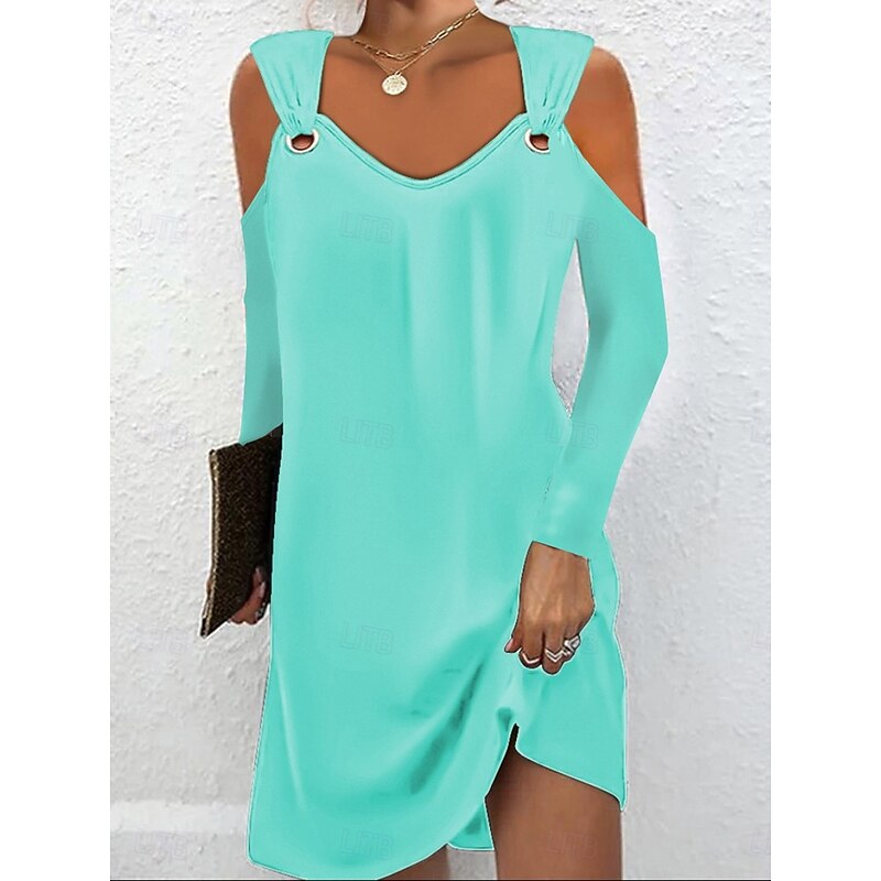 Women's Mini Dress Black Dress Cocktail Dress Formal Dress Plain Dress Elegant Vintage Casual Street Date Loose Fit Plain Long Sleeve Off Shoulder Black White Pink Green Summer Spring Fall3