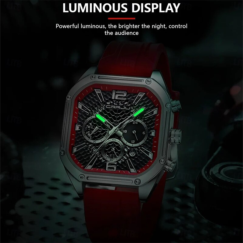 CRRJU Men Quartz Watch Creative Fashion Casual Wristwatch Luminous Calendar Waterproof Decoration Silicone Gel Watch4