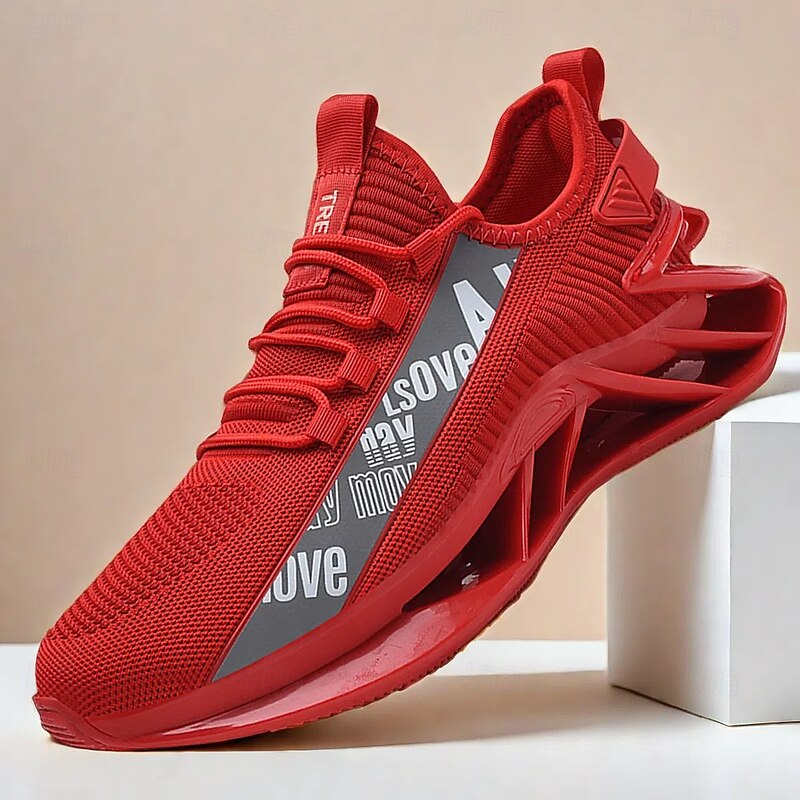 Men's High-Performance Athletic Sneakers in Vibrant Red – Lightweight, Breathable, and Durable Design for Running and Sports