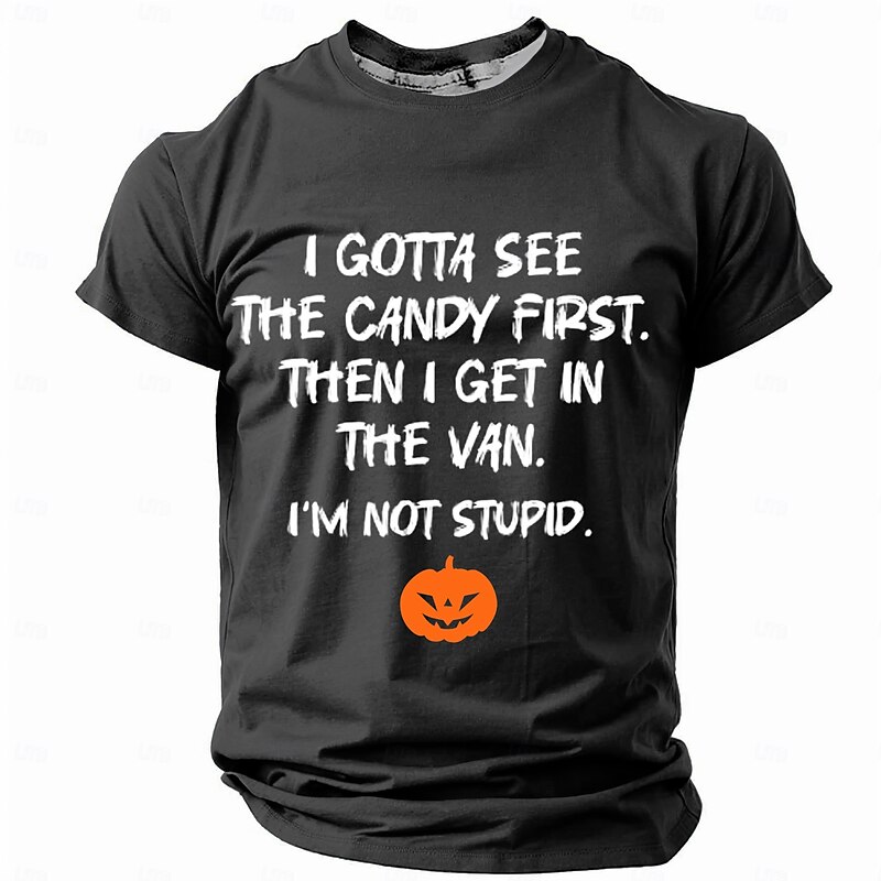 Men's Creepy Lettering Funny Slang T Shirt Short Sleeve T shirt 3D Print Crew Neck Shirt Retro Vintage Casual Street Style Street Sports Outdoor Casual Black Navy Blue Orange Spring & Summer Clothing